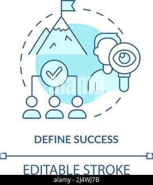 Definire il concetto di successo turchese icona Illustrazione Vettoriale