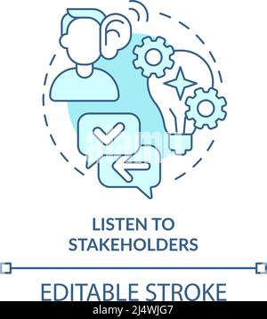 Ascolta l'icona del concetto turchese degli stakeholder Illustrazione Vettoriale
