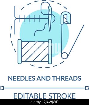 Aghi e fili turchese concetto icona Illustrazione Vettoriale