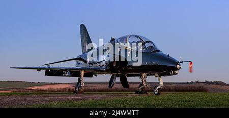 Ex RAF Hawk T.1 XX154 a Old Sarum Aerodrome, Wiltshire, Regno Unito. Foto Stock