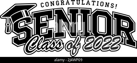 Classe di lettere di 2022 per il saluto, biglietto di invito. Testo per design, evento di congratulazioni, T-shirt, festa, scuola superiore o laurea. Vettore Illustrazione Vettoriale