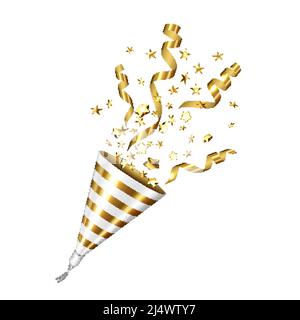 Esplosione di un troncatore con un vettore a nastro in lamina Illustrazione Vettoriale