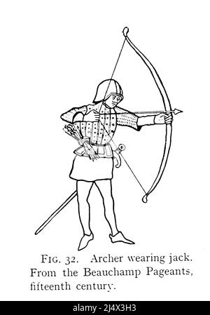 Martinetto antiusura Archer. Dal Beauchamp Pageants, XV secolo. Dal libro ' Armor & Weapons ' di Charles John Ffoulkes, Editore Oxford Clarendon press 1909 Foto Stock