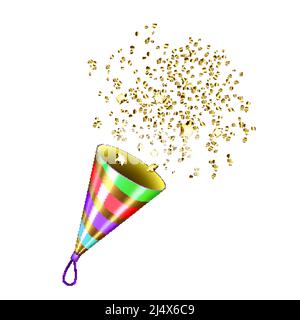 Festa Popper esplosione con foglio Confetti Vector Illustrazione Vettoriale