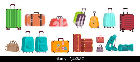 Set di vari bagagli colorati. Illustrazione Vettoriale