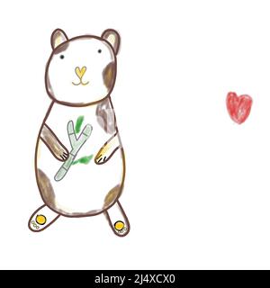 Doodle Panda in stile sketch. Illustrazioni per bambini carine disegnate a mano Foto Stock