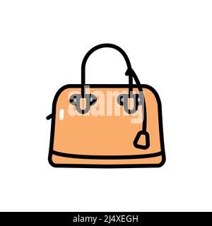 Donna borsa a cupola colore icona. Elemento vettoriale isolato. Pittogramma a contorno per pagina web, app mobile, promo Illustrazione Vettoriale