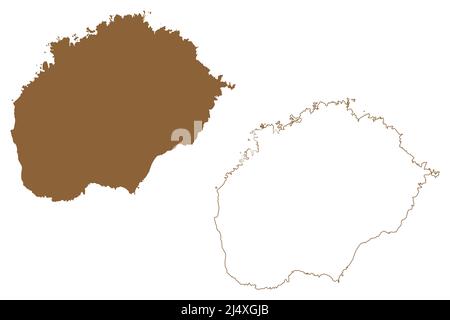 Isola di Alegranza (Regno di Spagna, Isole Canarie, arcipelago Chinijo) mappa vettore illustrazione, schizza traccia mappa Alegranza Illustrazione Vettoriale