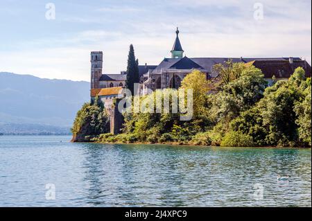 Abbazia di Hautecombe (Abbaye de Hautecombe) sul Lac du Bourget, Francia Foto Stock