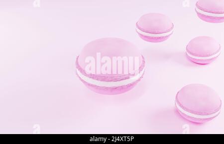 3d rendering. macaron su sfondo rosa. 3d illustrazione verticale Foto Stock