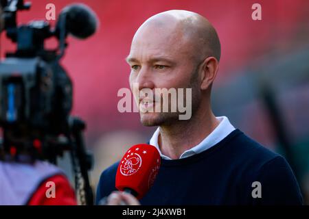 NIJMEGEN, PAESI BASSI - APRILE 18: Allenatore Danny Schenkel di Ajax durante la partita finale della Coppa KNVB di TOTO femminile tra PSV e Ajax al Goffertstadion il 18 Aprile 2022 a Nijmegen, Paesi Bassi (Foto di Broer van den Boom/Orange Pictures) Foto Stock