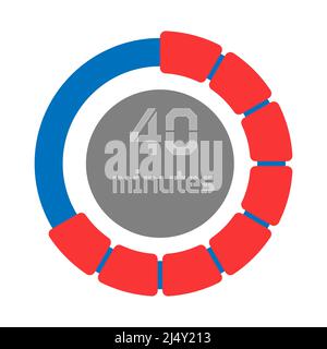 40 minuti. Design creativo del quadrante con indicazione del tempo. Stile piatto Illustrazione Vettoriale