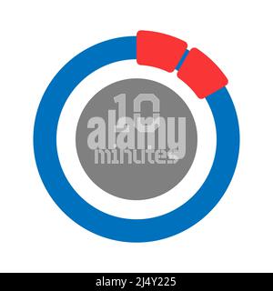 10 minuti. Design creativo del quadrante con indicazione del tempo. Stile piatto Illustrazione Vettoriale