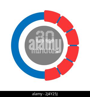30 minuti. Design creativo del quadrante con indicazione del tempo. Stile piatto Illustrazione Vettoriale