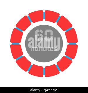 60 minuti. Design creativo del quadrante con indicazione del tempo. Stile piatto Illustrazione Vettoriale