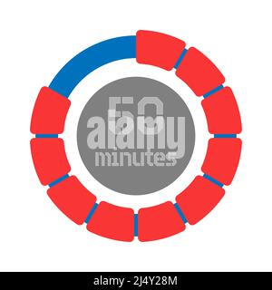 50 minuti. Design creativo del quadrante con indicazione del tempo. Stile piatto Illustrazione Vettoriale