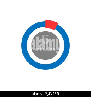 5 minuti. Design creativo del quadrante con indicazione del tempo. Stile piatto Illustrazione Vettoriale