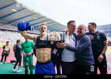 BRUSSEL, BELGIO - 18 APRILE: Andreas Hanche Olsen di KAA Gent durante la partita finale della Coppa Croky tra KAA Gent e RSC Anderslecht al Koning Boudewijnstadion il 18 aprile 2022 a Brussel, Belgio (Foto di Jeroen Meuwsen/Orange Pictures) Foto Stock