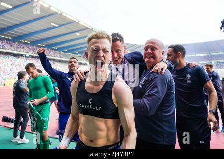 BRUSSEL, BELGIO - 18 APRILE: Andreas Hanche Olsen di KAA Gent durante la partita finale della Coppa Croky tra KAA Gent e RSC Anderslecht al Koning Boudewijnstadion il 18 aprile 2022 a Brussel, Belgio (Foto di Jeroen Meuwsen/Orange Pictures) Foto Stock