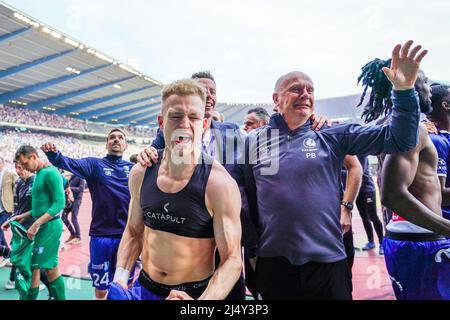 BRUSSEL, BELGIO - 18 APRILE: Andreas Hanche Olsen di KAA Gent durante la partita finale della Coppa Croky tra KAA Gent e RSC Anderslecht al Koning Boudewijnstadion il 18 aprile 2022 a Brussel, Belgio (Foto di Jeroen Meuwsen/Orange Pictures) Foto Stock