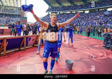 BRUSSEL, BELGIO - 18 APRILE: Andreas Hanche Olsen di KAA Gent durante la partita finale della Coppa Croky tra KAA Gent e RSC Anderslecht al Koning Boudewijnstadion il 18 aprile 2022 a Brussel, Belgio (Foto di Jeroen Meuwsen/Orange Pictures) Foto Stock