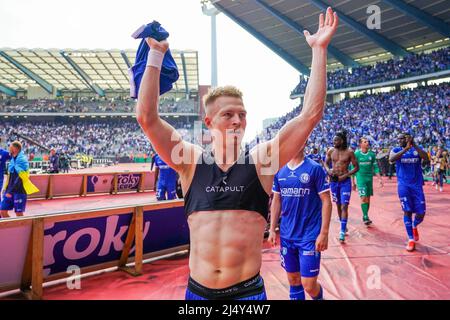 BRUSSEL, BELGIO - 18 APRILE: Andreas Hanche Olsen di KAA Gent durante la partita finale della Coppa Croky tra KAA Gent e RSC Anderslecht al Koning Boudewijnstadion il 18 aprile 2022 a Brussel, Belgio (Foto di Jeroen Meuwsen/Orange Pictures) Foto Stock