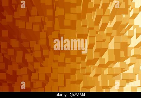 Illustrazione di Gradient Orange Gold 3D cubi per sfondo astratto Foto Stock