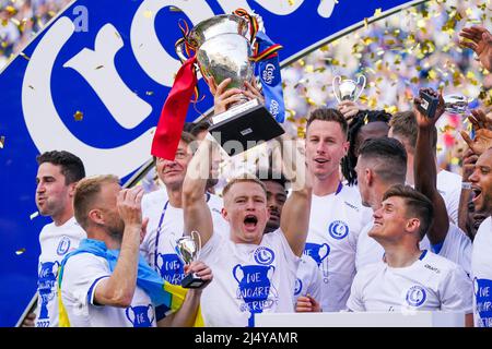 BRUSSEL, BELGIO - 18 APRILE: Andreas Hanche Olsen di KAA Gent durante la partita finale della Coppa Croky tra KAA Gent e RSC Anderslecht al Koning Boudewijnstadion il 18 aprile 2022 a Brussel, Belgio (Foto di Jeroen Meuwsen/Orange Pictures) Foto Stock