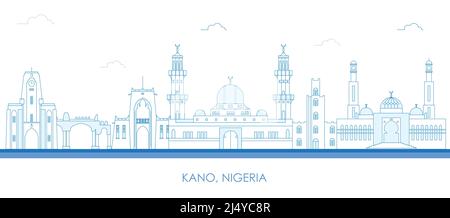 Profilo panorama Skyline della città di Kano, Nigeria - illustrazione vettoriale Illustrazione Vettoriale