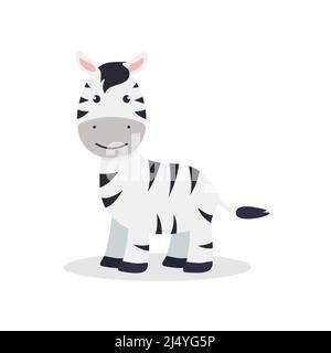 Zebra carina. Animale di Africa. Illustrazione vettoriale in stile piatto. EPS 10 Illustrazione Vettoriale