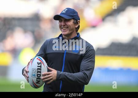 Hull, Regno Unito. 18th Apr 2022. Ryan Sheridan Assistente Coach of Warrington Wolves durante il riscaldamento a Hull, Regno Unito il 4/18/2022. (Foto di Simon Whitehead/News Images/Sipa USA) Credit: Sipa USA/Alamy Live News Foto Stock