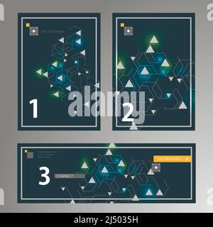 Esagoni per disegno banner. Sfondo dell'illustrazione. Modello vettoriale. Icona astratta. Illustrazione della brochure creativa vettoriale. Biglietto da visita Illustrazione Vettoriale