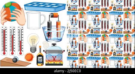 Sfondo trasparente con illustrazione delle attrezzature scientifiche Illustrazione Vettoriale