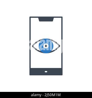 Icona glifo vettoriale correlato allo smartphone di sorveglianza Illustrazione Vettoriale