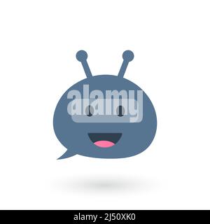 Logo Chat Bot. Icona bot assistente virtuale. Testa del robot con bolla vocale. Bot chat servizio assistenza clienti. Vettore Illustrazione Vettoriale