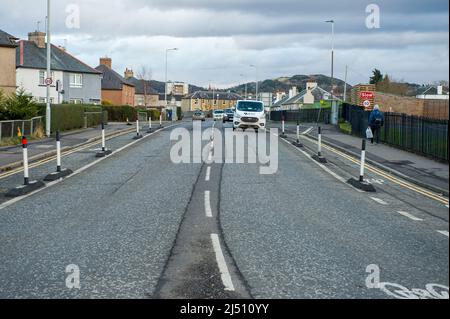 Vista di 'passi per le persone' su Longstone Road a Edimburgo credito: Euan Cherry Foto Stock