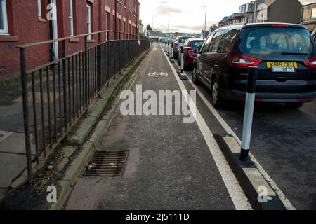 Vista di 'passi per le persone' su Longstone Road a Edimburgo credito: Euan Cherry Foto Stock