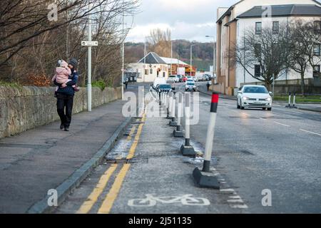 Vista di 'passi per le persone' su Longstone Road a Edimburgo credito: Euan Cherry Foto Stock