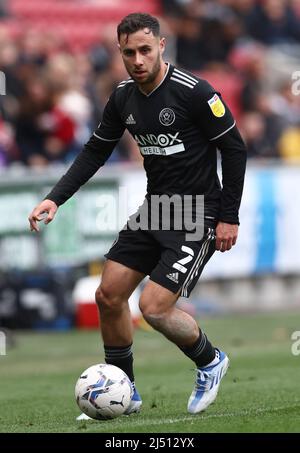 Bristol, Inghilterra, 18th aprile 2022. George Baldock di Sheffield Utd durante la partita del campionato Sky Bet ad Ashton Gate, Bristol. Il credito dovrebbe essere: Darren Staples / Sportimage Foto Stock