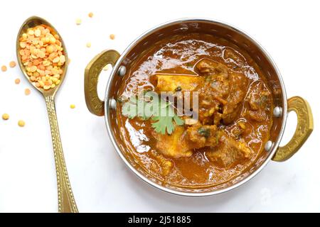 Dal Gosht o Daal Gosht è una delle ricette molto popolari di Mutton in India. Montone cotto con spezie e lenticchie miste. Dalcha di montone. Foto Stock