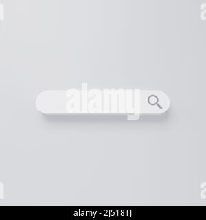 Barra di ricerca delle icone in bianco su sfondo isometrico bianco. Concetto di ricerca web. 3D rendering Foto Stock