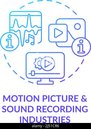 Icona blu del concetto di gradiente per le industrie di registrazione di immagini e suoni in movimento Illustrazione Vettoriale
