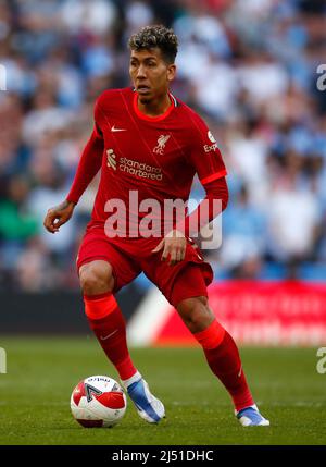 LONDRA, INGHILTERRA - APRILE 16:Liverpool's Roberto Firmino durante la semifinale di fa Cup tra Manchester City e Liverpool al Wembley Stadium , Londra, U. Foto Stock