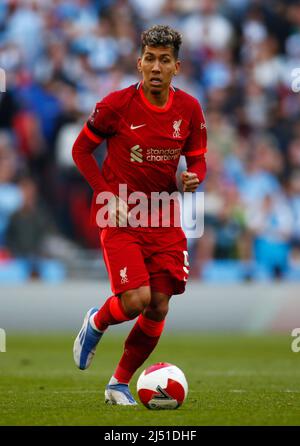 LONDRA, INGHILTERRA - APRILE 16:Liverpool's Roberto Firmino durante la semifinale di fa Cup tra Manchester City e Liverpool al Wembley Stadium , Londra, U. Foto Stock