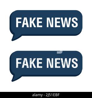 Notizie false. Falso segno di notizie bolla di discorso. Timbro di gomma vettoriale Illustrazione Vettoriale
