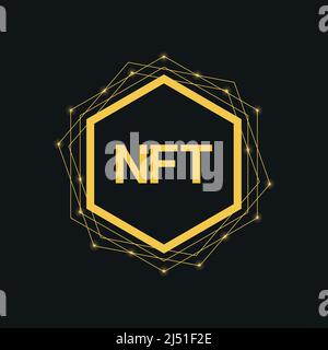 Token non fungibile NFT. Icona gettoni non fungibili che copre il concetto NFT. Tecnologia high-tech simbolo vettore logo Illustrazione Vettoriale