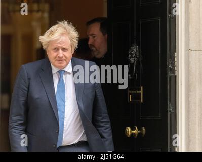 Londra, Regno Unito. 19th Apr 2022. Boris Johnson, MP, primo Ministro, incontra il primo Ministro della Regione Kurdistan dell'Iraq Masrour Barzani a Downing Street, Londra Credit: Ian Davidson/Alamy Live News Foto Stock