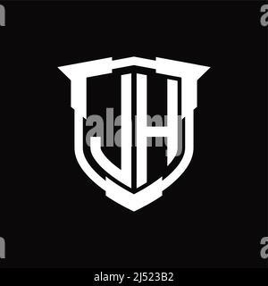 Lettera monogramma con logo JH con modello di design a forma di scudo Illustrazione Vettoriale