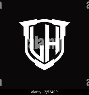 Lettera monogramma con logo LH con modello di design a forma di scudo Illustrazione Vettoriale