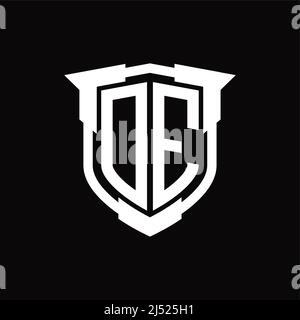 LETTERA monogramma DE logo con modello di design a forma di scudo Illustrazione Vettoriale